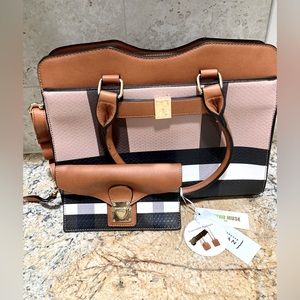 NWT Vegan Leather Bag | Convertible Backpack with matching wristlet